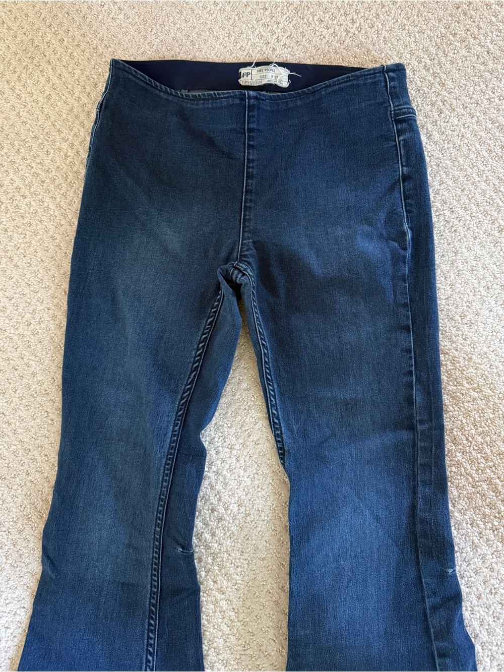 Free People Women's Dark Blue Flare Jeans Elastic Waist 27 - Picture 2 of 7